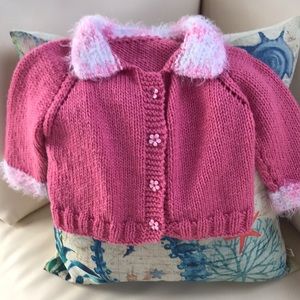 Hand knit Girl’s Sweater Size 18 Months